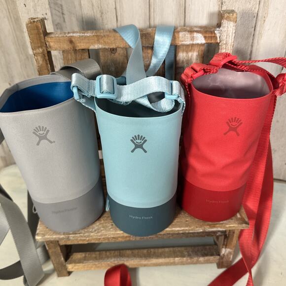 Set Of 3 Hydro Flask Travel Slings For 32oz Bottles - Red, Grey, Aqua - Picture 3 of 8
